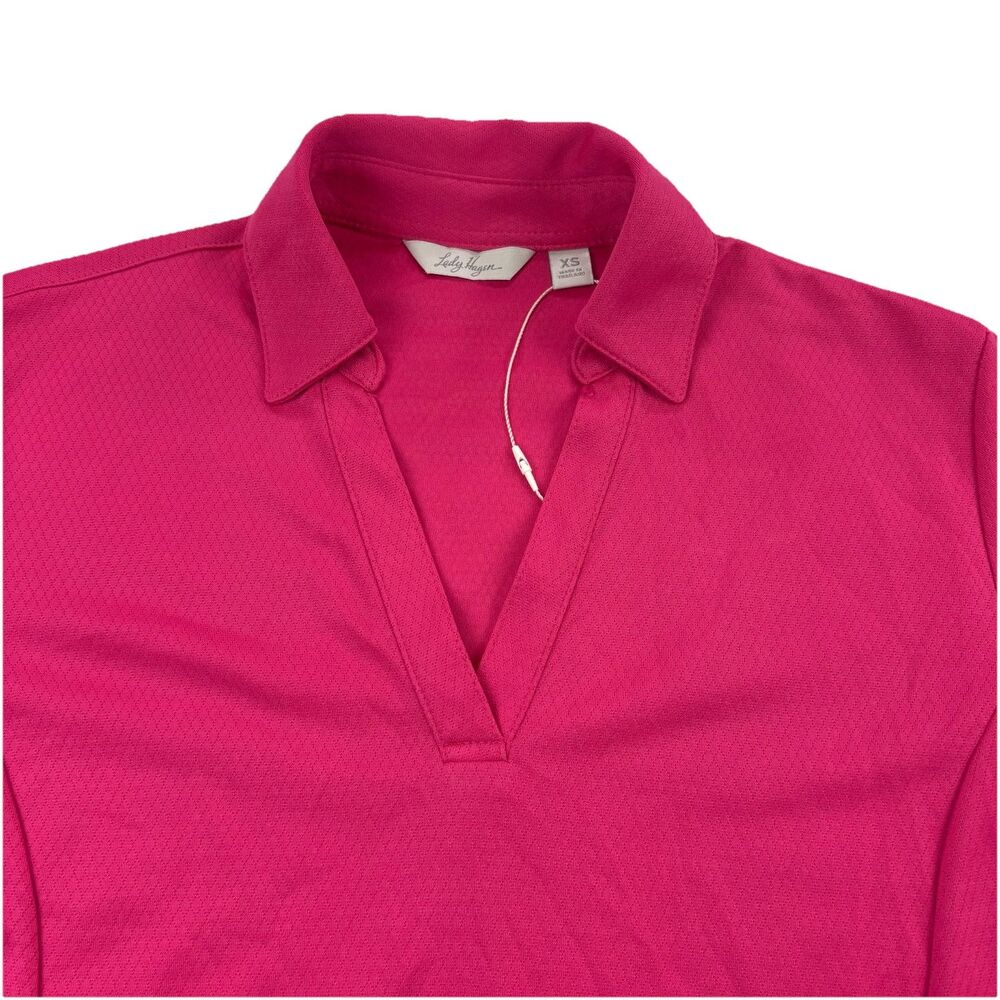 Lady Hagen Golf Polo Shirt Womens XS Pink V Neck Long Sleeve NWOT